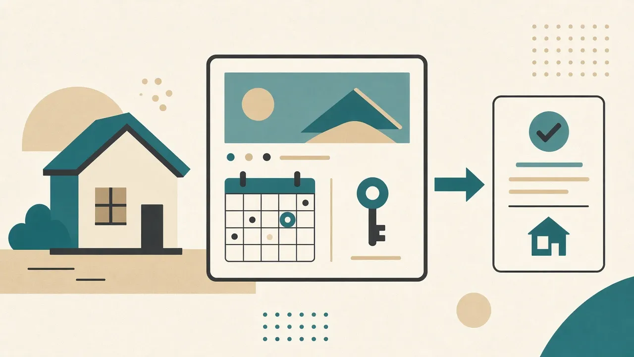 Illustration of a Lodgify direct-booking website for vacation rental hosts